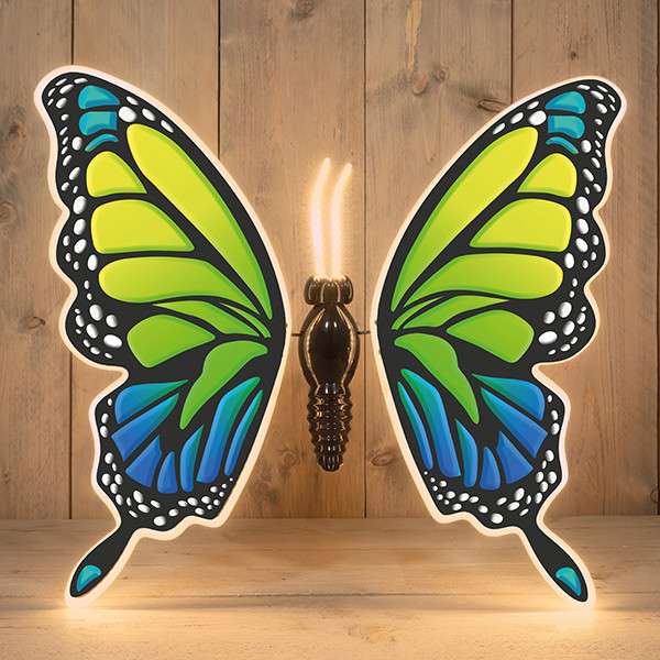 LED Vlinder | Bewegende vleugels | Spanwijdte 60 cm | Extra warm wit | Groen/Blauw LCO00694 - 1