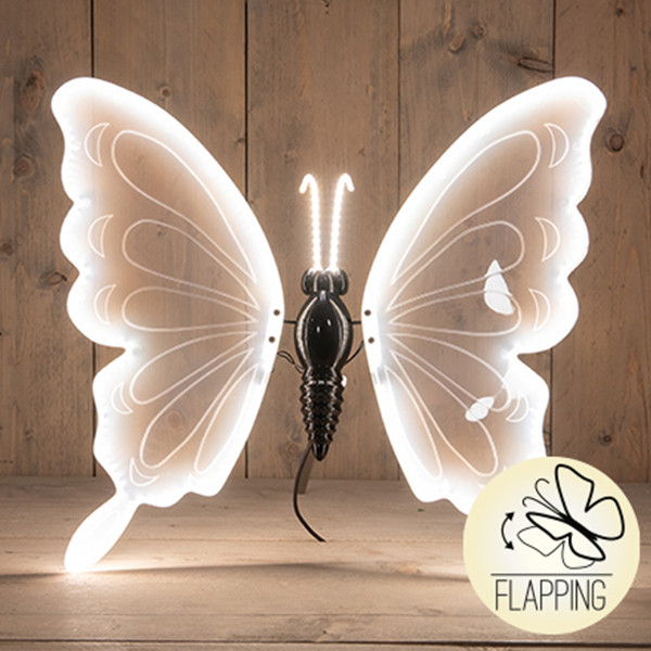 LED Vlinder | Bewegende vleugels | Spanwijdte 60 cm | Warm wit | Wit LCO00692 - 1