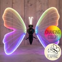 LED Vlinder | Bewegende vleugels | Spanwijdte 80 cm | Warm wit | Meerkleurig LCO00698