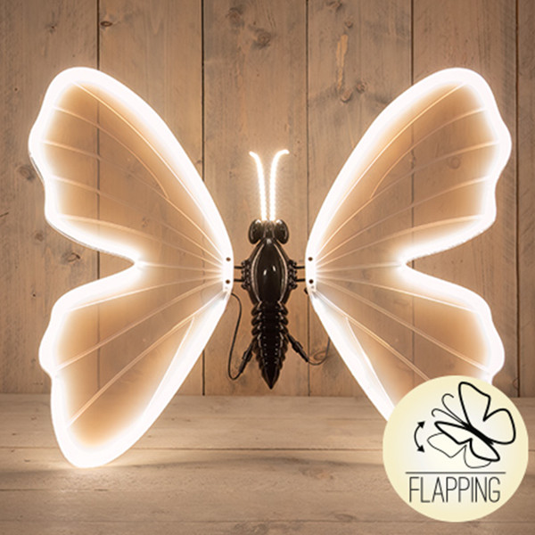 LED Vlinder | Bewegende vleugels | Spanwijdte 80 cm | Warm wit | Wit LCO00697 - 1