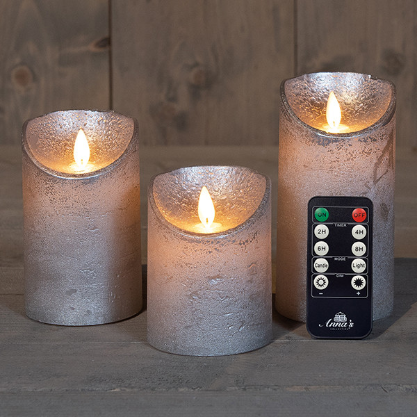 LED kaars | Ø 7,5 cm | Zilver | 3x | Binnen LCO00890 - 1