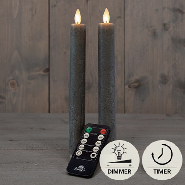 LED kaars | 23 cm | Grijs | 2x | Binnen LCO00896 - 1