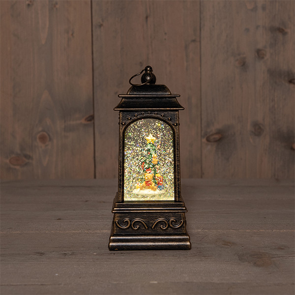 Lantaarn | Kerstboom | Glitterwater | 20,5 x 9 cm | Warm wit LCO00515 - 1