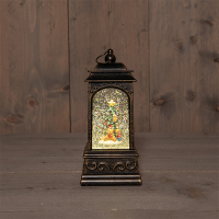 Lantaarn | Kerstboom | Glitterwater | 20,5 x 9 cm | Warm wit LCO00515