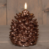 Led dennenappelkaars 10,5 x 12,5 cm | Brons | 3D vlam LCO00850 - 1