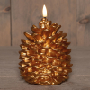 Led dennenappelkaars 10,5 x 12,5 cm | Goud | 3D vlam LCO00849 - 1