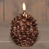 Led dennenappelkaars 8,5 x 10 cm | Brons | 3D vlam LCO00848 - 1