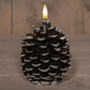 Led dennenappelkaars 8,5 x 10 cm | Bruin | 3D vlam LCO00851 - 1
