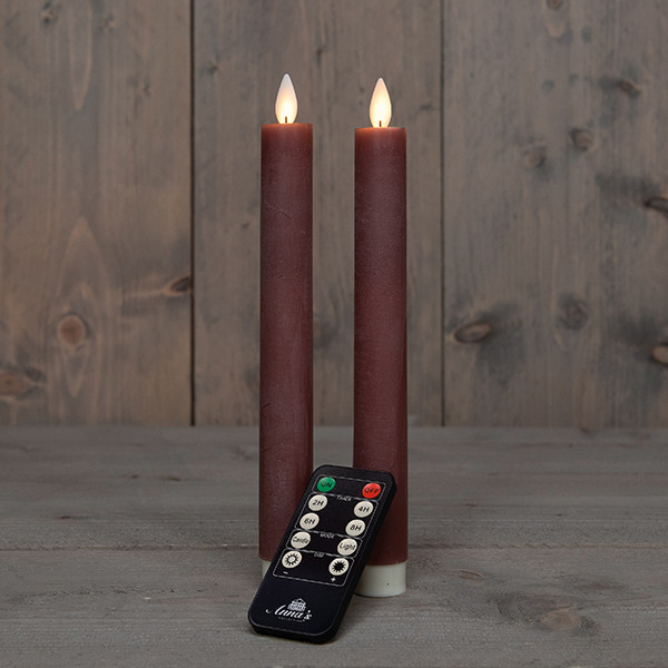 Anna Collection Led dinerkaars 23 cm | Antiek Roze | Bewegende vlam | 2 stuks  LCO00350 - 1