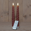 Led dinerkaars 23 cm | Antiek Roze | Gedraaid | 3D vlam | 2 stuks