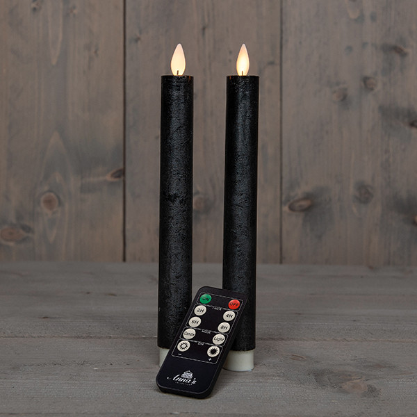 Anna Collection Led dinerkaars 23 cm | Antraciet | Bewegende vlam | 2 stuks  LCO00356 - 1