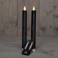 Anna Collection Led dinerkaars 23 cm | Antraciet | Bewegende vlam | 2 stuks  LCO00356