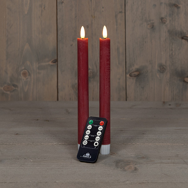 Anna Collection Led dinerkaars 23 cm | Bordeaux | 3D vlam | 2 stuks  LCO00110 - 1