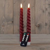 Anna Collection Led dinerkaars 23 cm | Bordeaux | Gedraaid | 3D vlam | 2 stuks  LCO00112