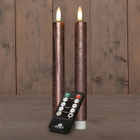 Led dinerkaars 23 cm | Brons | 3D Vlam | Oplaadbaar | 2 stuks LCO00939