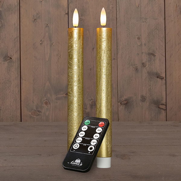 Led dinerkaars 23 cm | Goud | 3D Vlam | Oplaadbaar | 2 stuks LCO00937 - 1