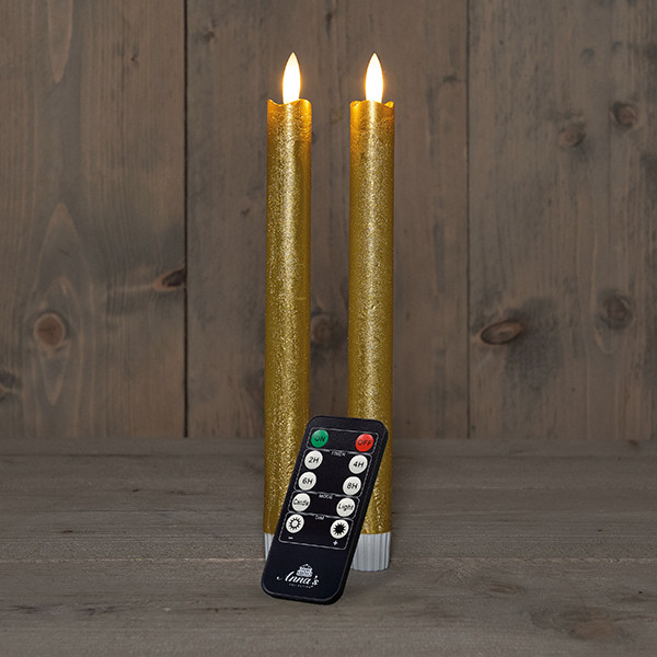 Anna Collection Led dinerkaars 23 cm | Goud | 3D vlam | 2 stuks  LCO00252 - 1