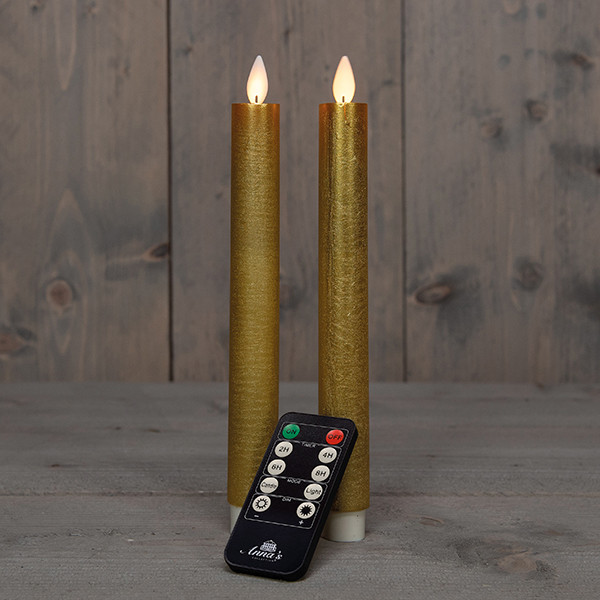 Anna Collection Led dinerkaars 23 cm | Goud | Bewegende vlam | 2 stuks  LCO00358 - 1