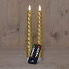 Led dinerkaars 23 cm | Goud | Gedraaid | 3D vlam | 2 stuks