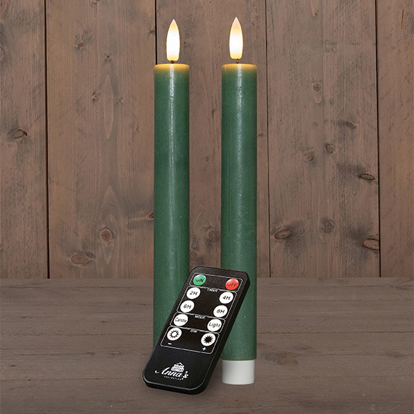 Led dinerkaars 23 cm | Groen | 3D Vlam | Oplaadbaar | 2 stuks LCO00931 - 1