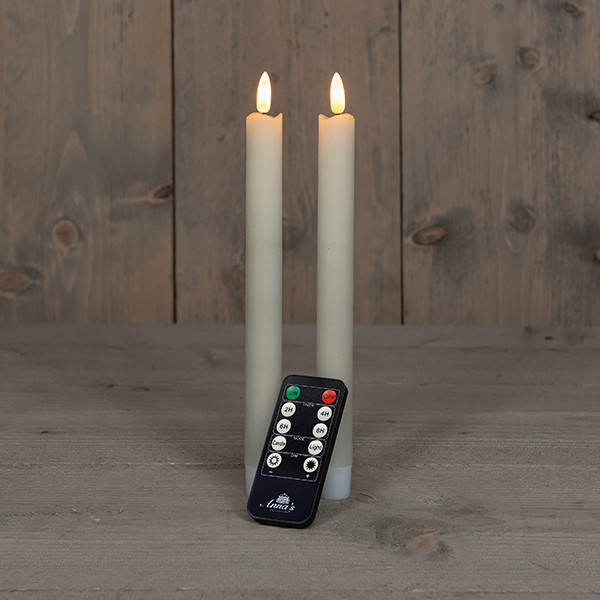 Anna Collection Led dinerkaars 23 cm | Ivoor | 3D vlam | 2 stuks  LCO00122 - 1