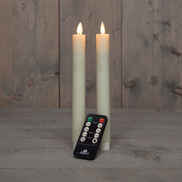 Anna Collection Led dinerkaars 23 cm | Ivoor | Bewegende vlam | 2 stuks  LCO00215 - 1