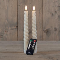Anna Collection Led dinerkaars 23 cm | Ivoor | Gedraaid | 3D vlam | 2 stuks  LCO00124