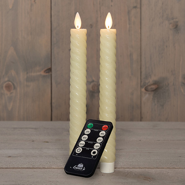 Led dinerkaars 23 cm | Ivoor | Swirl | Bewegende vlam | 2 stuks LCO00379 - 1