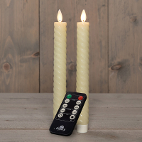 Led dinerkaars 23 cm | Ivoor | Swirl | Bewegende vlam | 2 stuks LCO00379