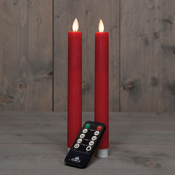 Anna Collection Led dinerkaars 23 cm | Rood | Bewegende vlam | 2 stuks  LCO00347 - 1