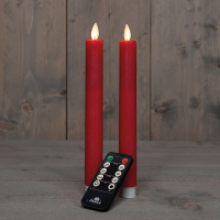 Anna Collection Led dinerkaars 23 cm | Rood | Bewegende vlam | 2 stuks  LCO00347