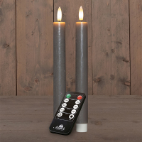 Led dinerkaars 23 cm | Taupe | 3D Vlam | Oplaadbaar | 2 stuks LCO00929