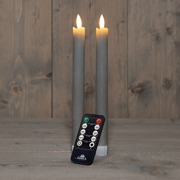 Anna Collection Led dinerkaars 23 cm | Taupe | 3D vlam | 2 stuks  LCO00248 - 1