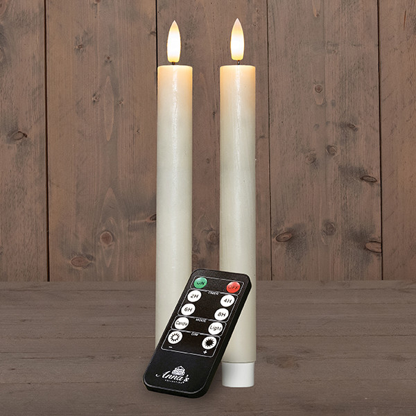 Led dinerkaars 23 cm | Wit | 3D vlam | Oplaadbaar | 2 stuks LCO00923 - 1