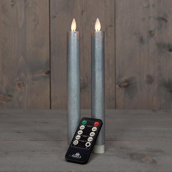 Anna Collection Led dinerkaars 23 cm | Zilver | Bewegende vlam | 2 stuks  LCO00357 - 1