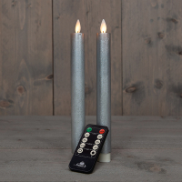 Anna Collection Led dinerkaars 23 cm | Zilver | Bewegende vlam | 2 stuks  LCO00357
