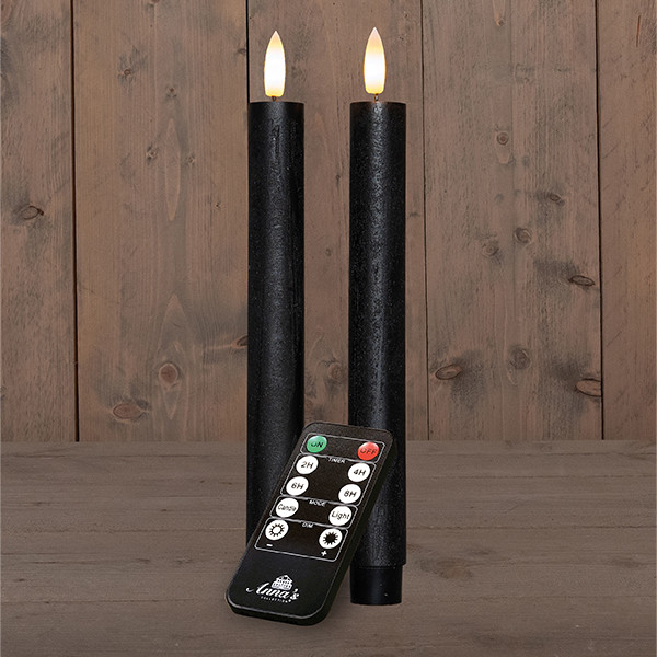 Led dinerkaars 23 cm | Zwart | 3D Vlam | Oplaadbaar | 2 stuks LCO00935 - 1