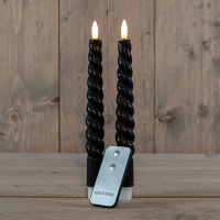 Anna Collection Led dinerkaars 23 cm | Zwart | Gedraaid | 3D vlam | 2 stuks  LCO00142