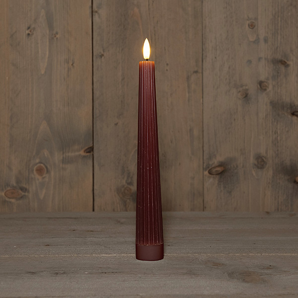 Anna Collection Led dinerkaars 27 cm | Antiek Roze | Ribbel | 3D vlam | 1 stuk  LCO00260 - 1