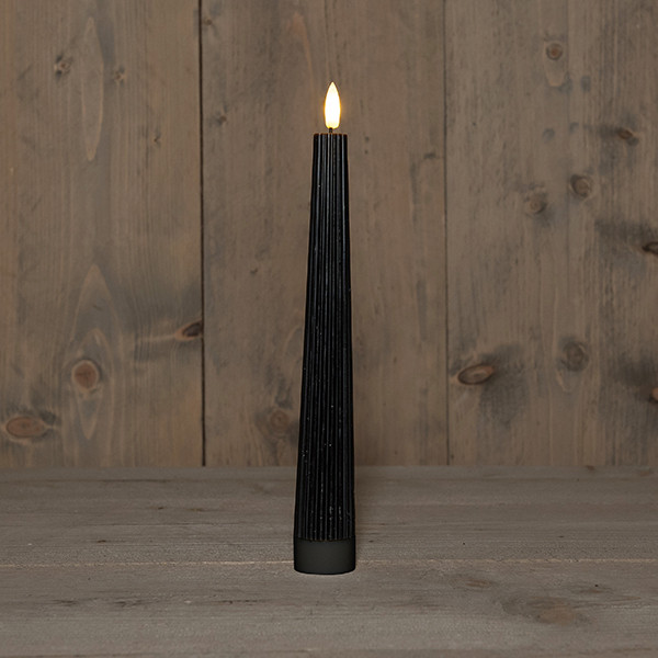 Anna Collection Led dinerkaars 27 cm | Zwart | Ribbel | 3D vlam | 1 stuk  LCO00261 - 1