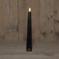 Anna Collection Led dinerkaars 27 cm | Zwart | Ribbel | 3D vlam | 1 stuk  LCO00261