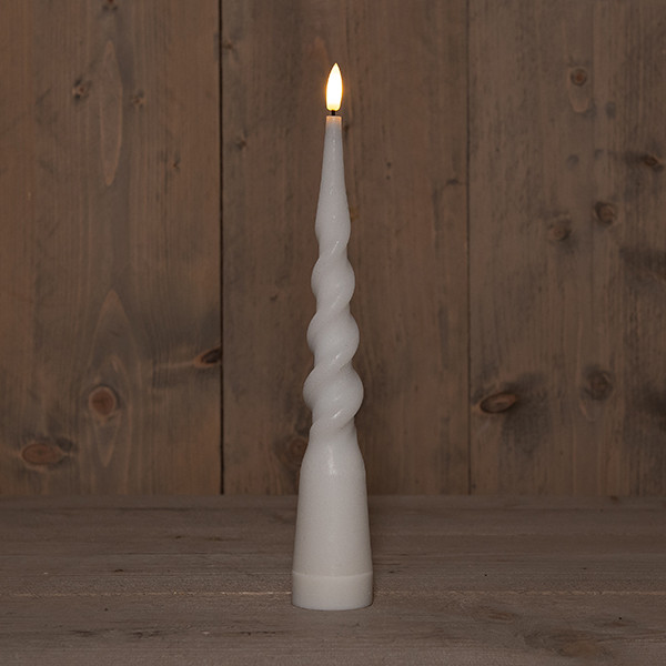 Anna Collection Led dinerkaars 29 cm | Wit | Gedraaid | 3D vlam | 1 stuk  LCO00235 - 1