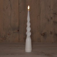 Anna Collection Led dinerkaars 29 cm | Wit | Gedraaid | 3D vlam | 1 stuk  LCO00235