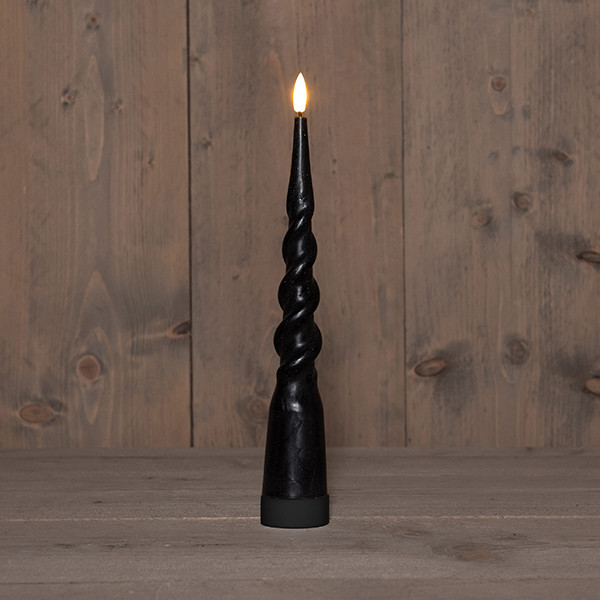 Anna Collection Led dinerkaars 29 cm | Zwart | Gedraaid | 3D vlam | 1 stuk  LCO00240 - 1