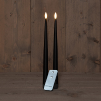 Anna Collection Led dinerkaars 30 cm | Zwart | XL | 3D vlam | 2 stuks  LCO00263