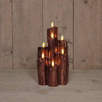 Led druipkaars 15 x 25.5 cm | Brons | 3D vlam | 7 stuks LCO00521
