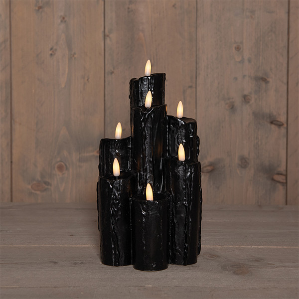 Led druipkaars 15 x 25.5 cm | Zwart | 3D vlam | 7 stuks LCO00520 - 1
