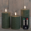 Led kaars 7.5 x 10 cm, 12.5 cm, 15 cm | Groen | 3D Vlam | Oplaadbaar | 3 stuks LCO00932 - 1