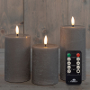 Led kaars 7.5 x 10 cm, 12.5 cm, 15 cm | Taupe | 3D vlam | Oplaadbaar | 3 stuks LCO00930 - 1