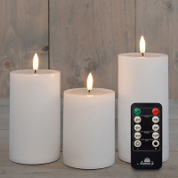 Led kaars 7.5 x 10 cm, 12.5 cm, 15 cm | Wit | 3D vlam | 3 stuks LCO00924